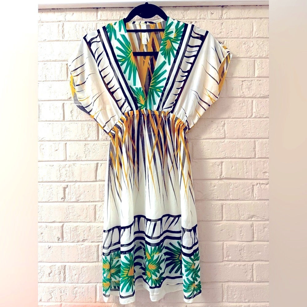 Tropical Print V-Neck Dress